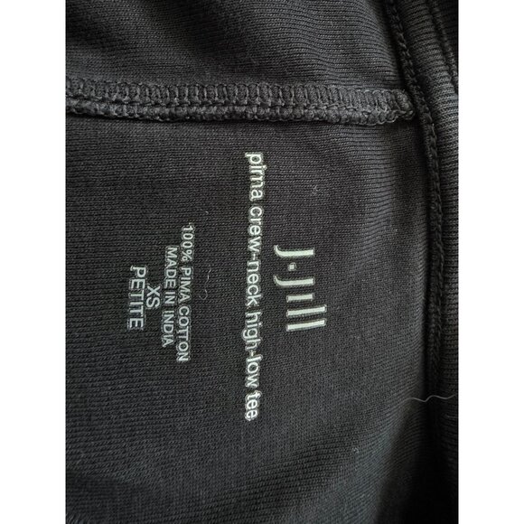 J.Jill Pima Crew Neck High-Low Tee XS Petite Black Long Sleeve - Picture 4 of 6